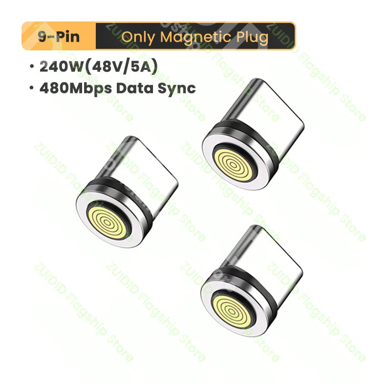 Adaptateur OTG magnétique USB C vers Type C 9 broches PD240W, convertisseur de données de charge rapide USB C pour iPhone 15 16 MacBook Pro Samsung Xiaomi
