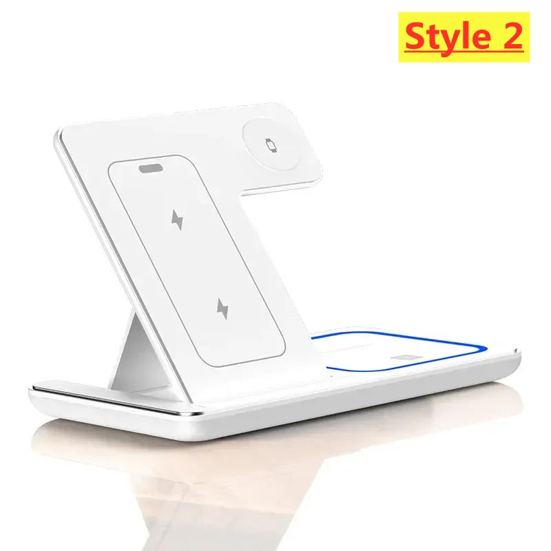 Support de chargeur sans fil pliable 3 en 1, 15W, charge rapide, station S6, iPhone 15, 14, 13, 12 Pro Max, Apple Watch 8, 7, Airpods