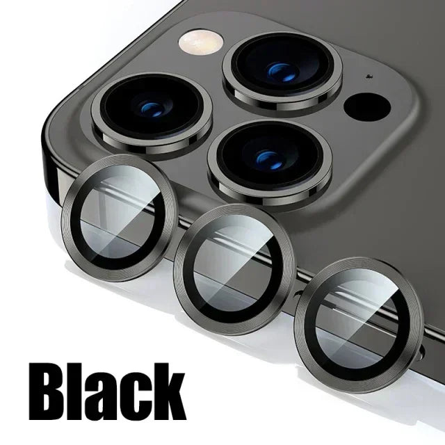 Verre de protection d'objectif en métal, 3 pièces, pour iPhone 13 12 11 15 16 17Pro Max Mini, Film de protection d'objectif de caméra arrière pour iPhone 16 15 Plus