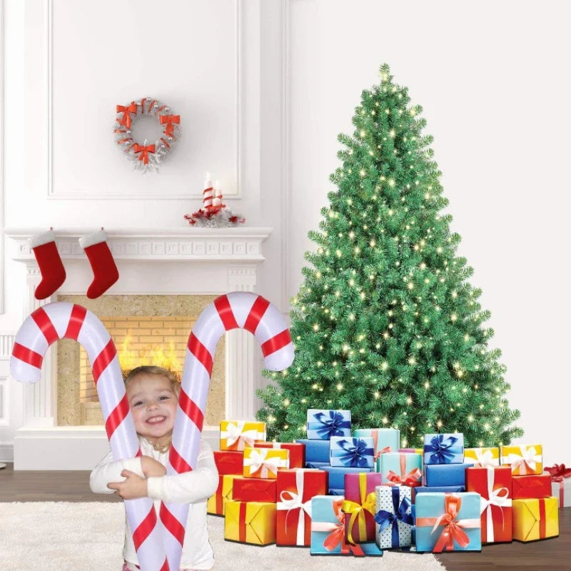 Grand ballon sucette gonflable – décoration de Noël et Nouvel An, extérieur et intérieur, 1/2/4 pièces