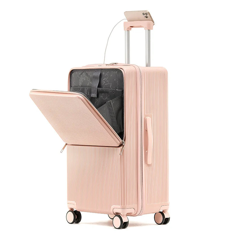 Valise rigide en PC avec cadre en aluminium SUSHIMU– bagage à roulettes à large poignée, 20, 24 et 26 pouces