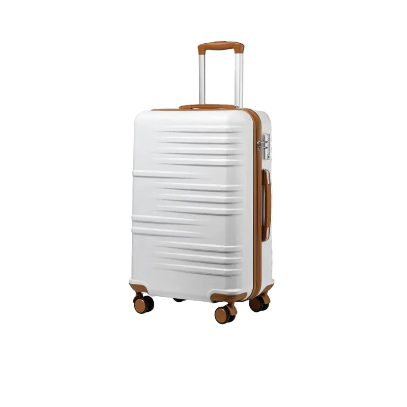 British Traveller – Valise rigide ABS & PC au design élégant – Chariot robuste blanc, nouvelle collection