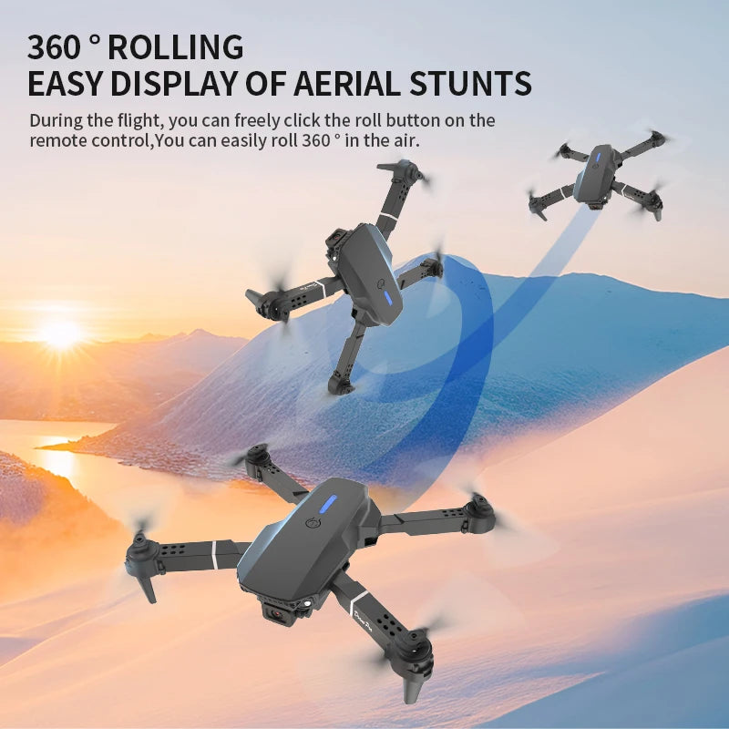 Drone E88 Pro 2025 – Quadrirotor Pliable 4K HD avec Écran