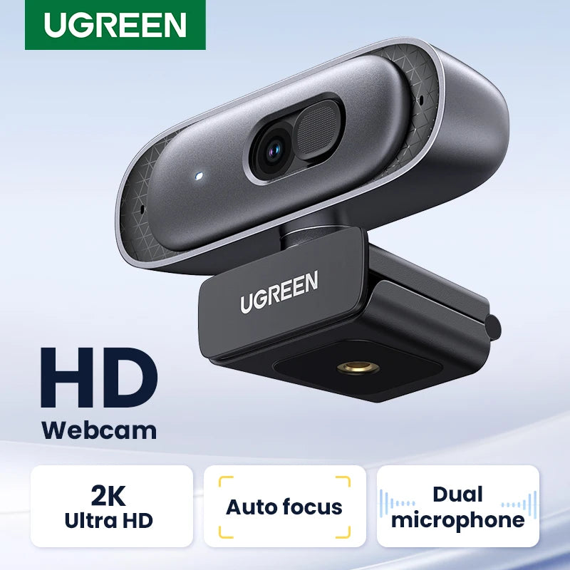 Mini webcam USB 2K HD pour ordinateur portable UGREEN, caméra Web pour touristes, microphones pour Youtube, appels vidéo Zoom, 2K