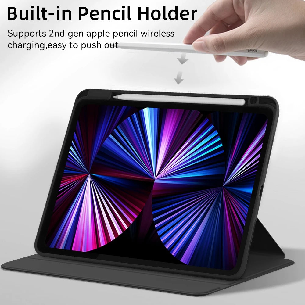 Étui iPad DANYCASE – Protection transparente antichoc avec fonction réveil automatique et support intégré