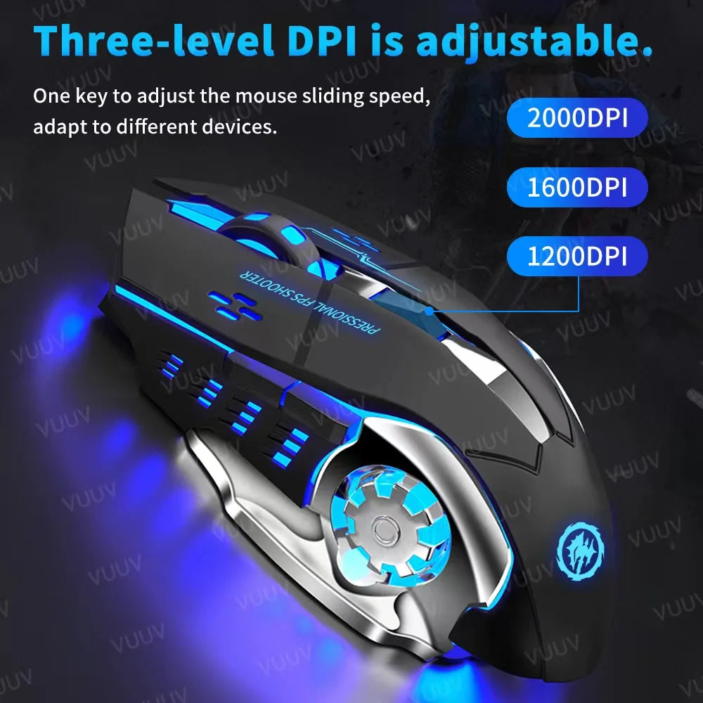 Souris de jeu sans fil Bluetooth, USB, mécanique, E-Sports, rétroéclairage, PC Gamer, ordinateur