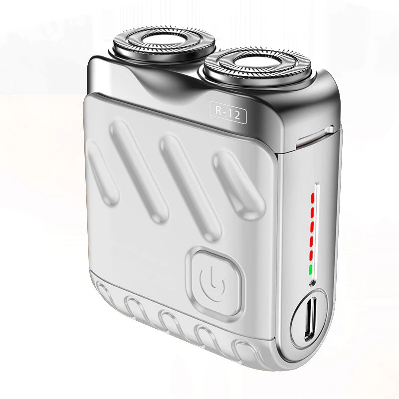 Mini rasoir électrique pour hommes – double tête rotative, étanche, rechargeable Type-C, portable, pour voyage, cheveux et barbe