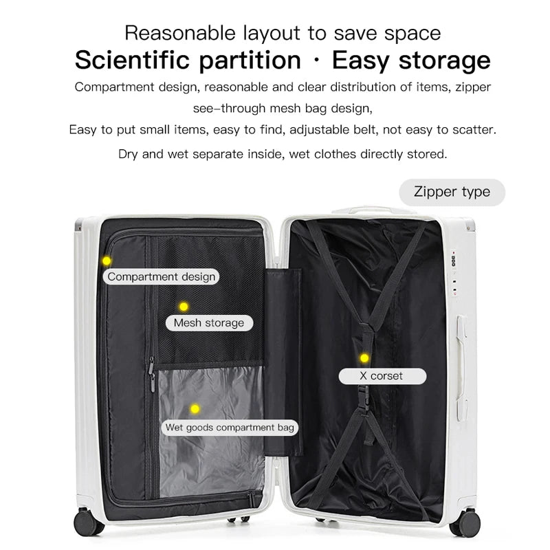 Bagage à main SUSHIMU avec support pour téléphone et tasse – valise roulante à coque rigide, 20, 24, 26 et 28 pouces