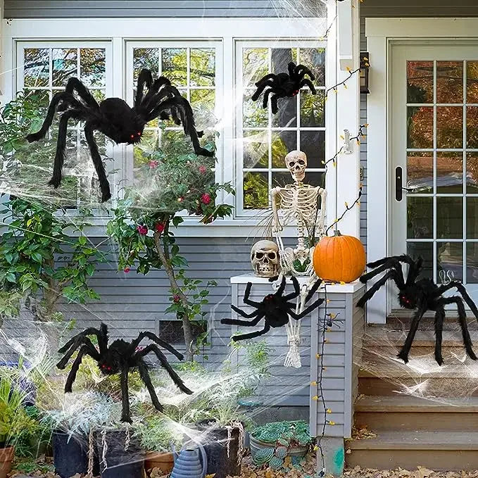 Peluche Araignée Noire Surdimensionnée – Décoration Halloween 30–90 cm