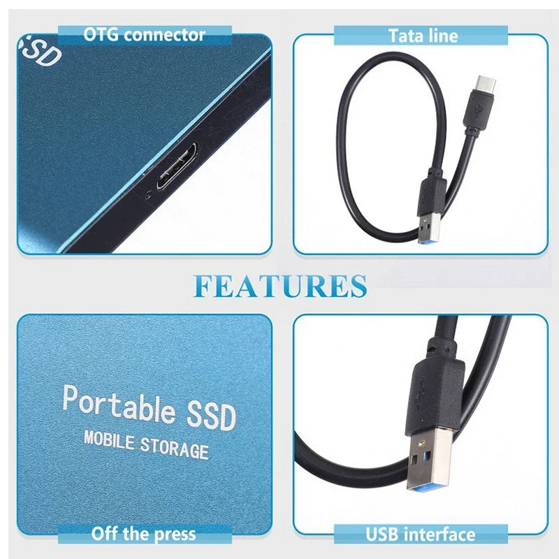 Disque SSD externe portable, disque dur haute vitesse, USB 3.1, interface M.2 Type-C, disque de stockage pour PC, ordinateur portable, Mac, 2 To, 8 To