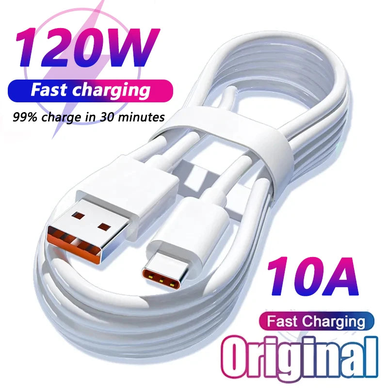 Câble USB-C 120W 10A – charge rapide – Huawei P30, Xiaomi, Realme, Samsung, Poco X6