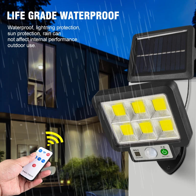 Applique murale fendue extérieure solaire à LED avec détecteur de mouvement, 3 modes, 62 projecteurs solaires, lampadaires pour jardin