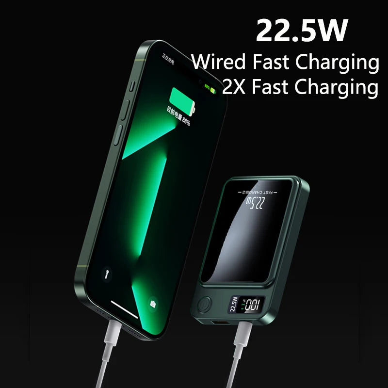 Wireless Power Bank, Fast Charging, External Battery Charger for Huawei, Samsung, iPhone 12, PD 20W, 50000mAh, 22.5W