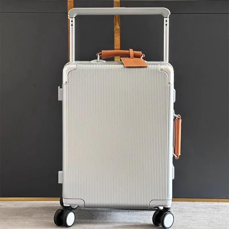 Valise rigide en PC + ABS avec cadre en aluminium SUSHIMU – bagage à roulettes à poignée large, 20 et 24 pouces