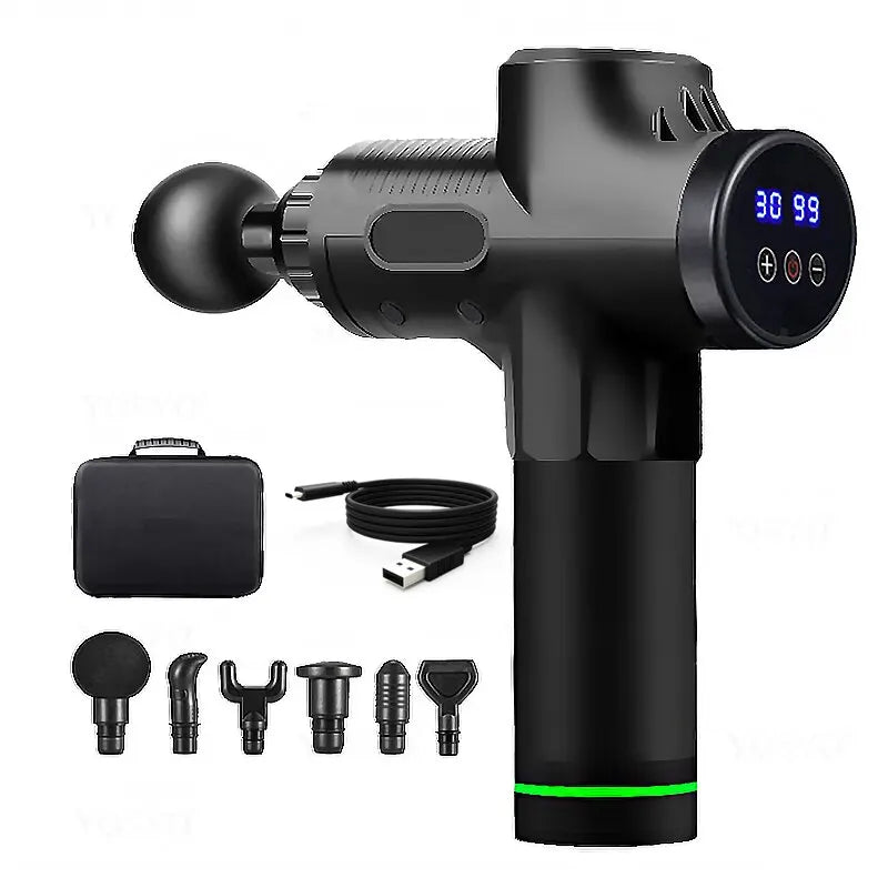 Pistolet de massage musculaire profond, pistolet à percussion électrique, masseur pour le corps, le cou, les jambes, le dos, outil de fitness, 30 niveaux
