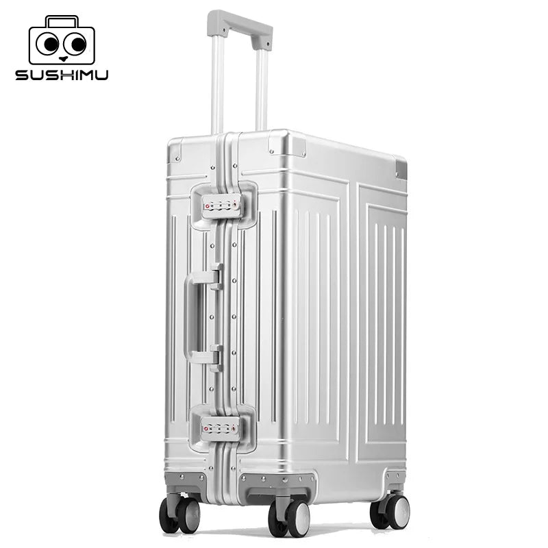 Valise rigide en alliage d’aluminium-magnésium SUSHIMU – bagage à roulettes, 20, 24 et 28 pouces