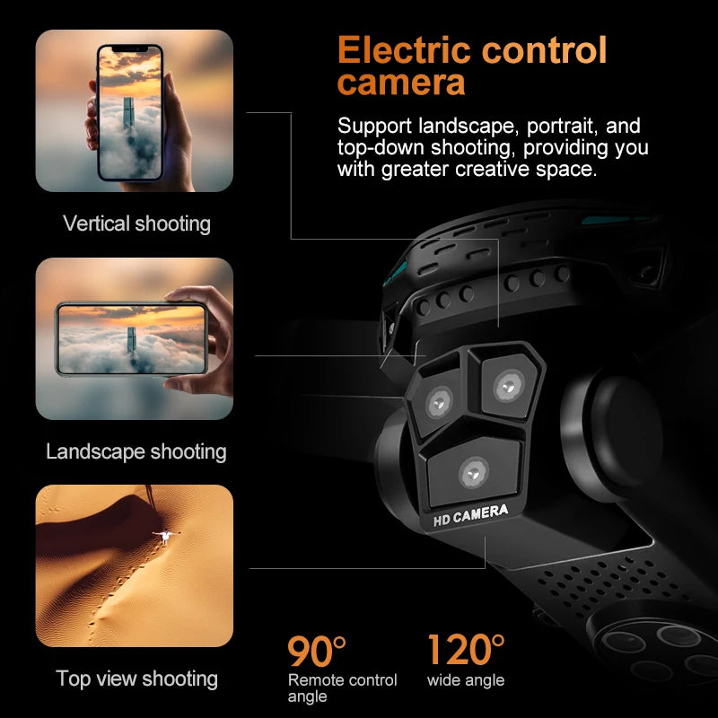 Drone Hospcreen K12Max 4K HD, 3 Caméras, Moteur Brushless, Évitement d’Obstacles, Quadricoptère Pliable RC, Jouet Télécommandé 2024