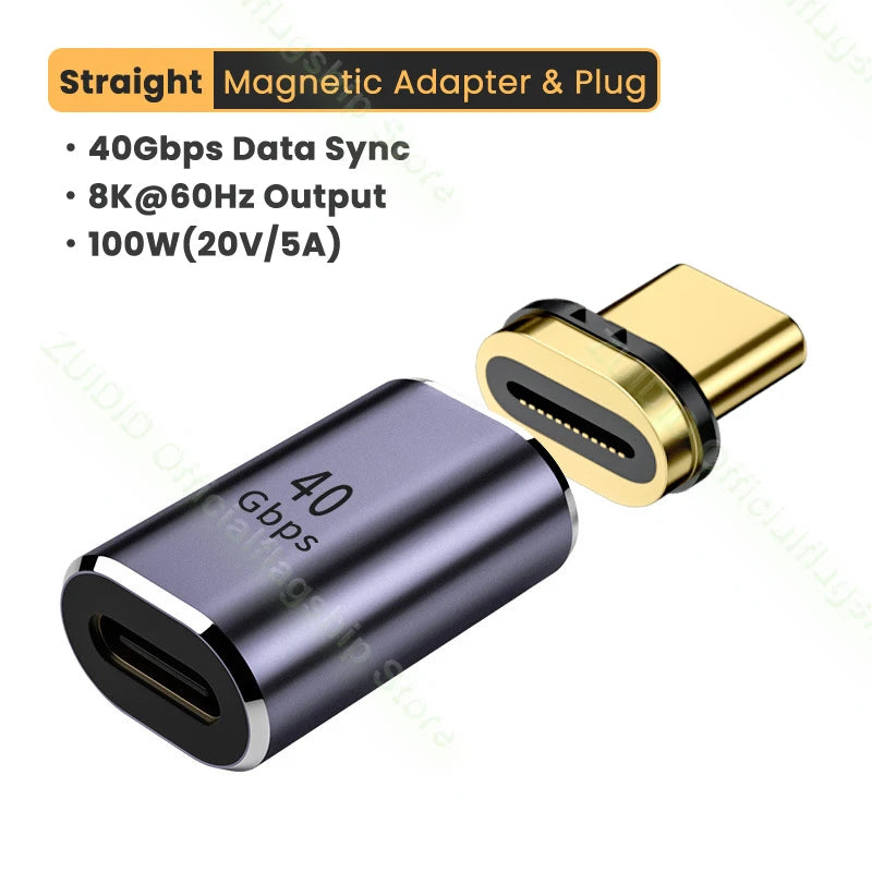 Adaptateur magnétique USB C 40Gbps, Thunderbolt3 , 100W, chargeur rapide, 8K @ 60Hz