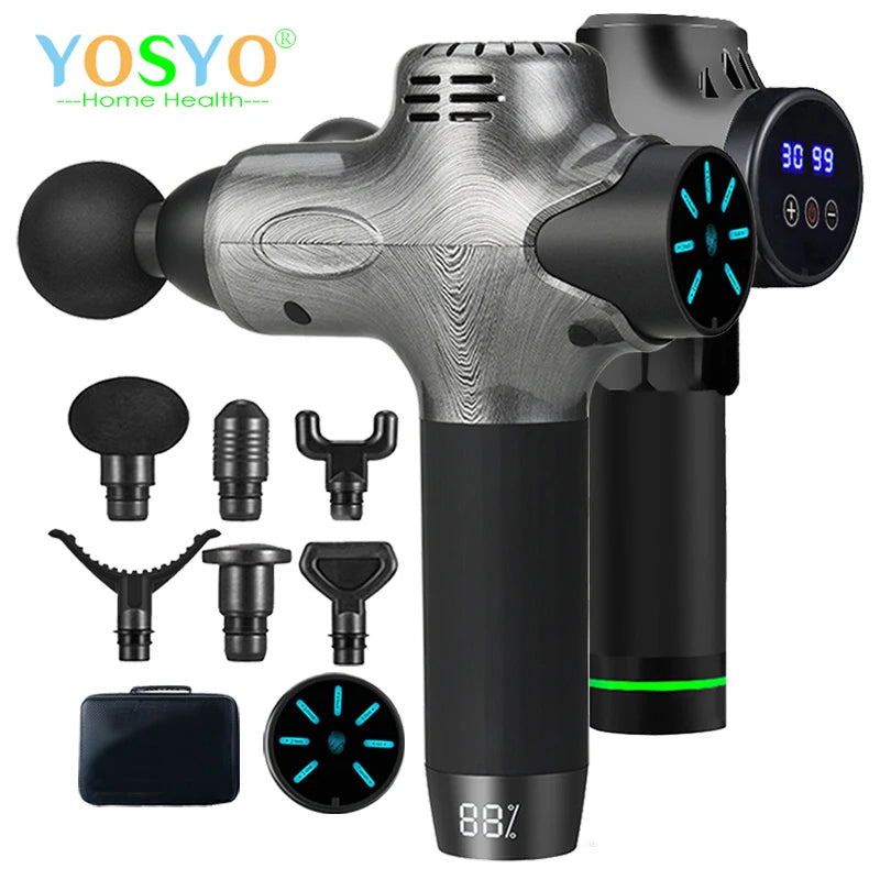 Pistolet de massage numérique LCD, masseur de tissus profonds, relaxation du cou et du corps, pistolet électrique professionnel