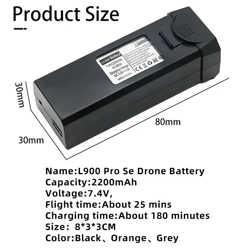 Batterie LYZRC L900 Pro SE 7.4V 2200mAh pour Drone RC