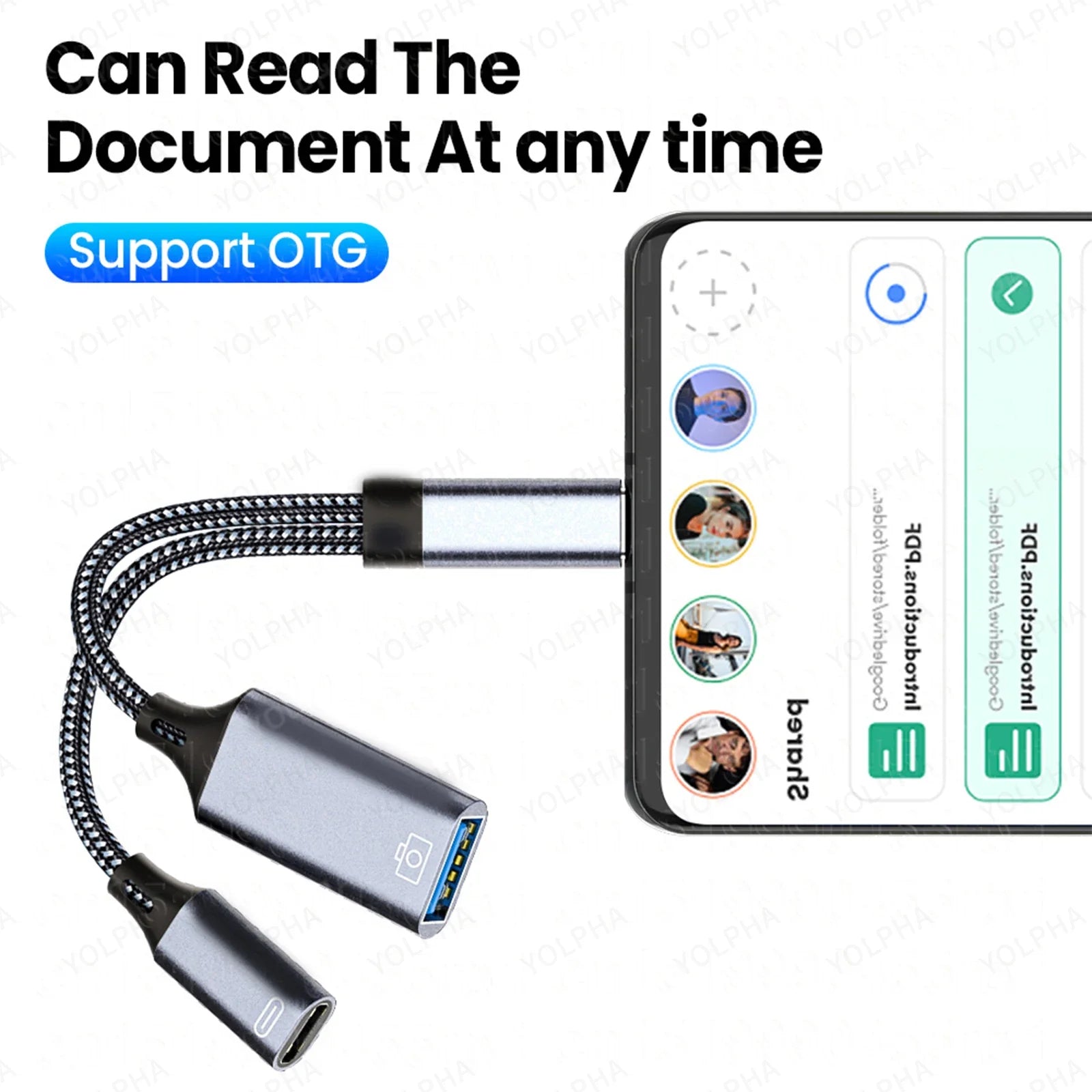 Câble adaptateur de téléphone USB C OTG 2 en 1, type C vers USB A, avec port de charge PD, pour Samsung, Huawei, Xiaomi, téléphone, ordinateur portable, tablette