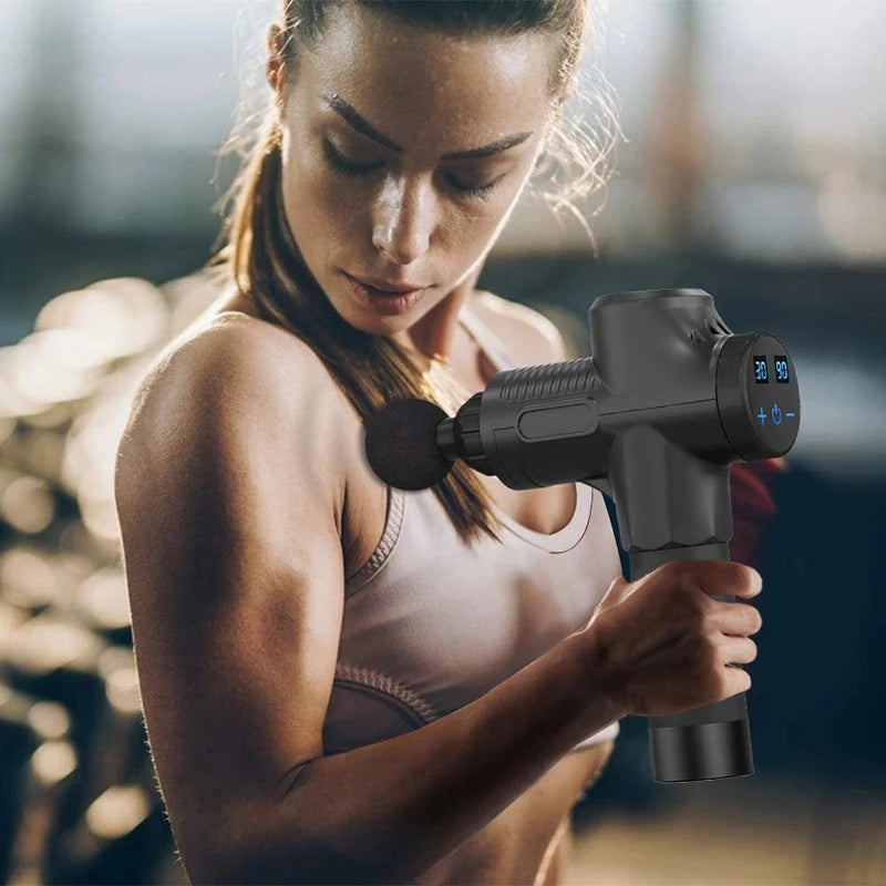 Pistolet de massage musculaire profond, pistolet à percussion électrique, masseur pour le corps, le cou, les jambes, le dos, outil de fitness, 30 niveaux