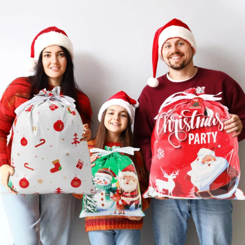 5/10 pièces emballage cadeau de noël sac à cordon joyeux noël père noël cadeaux sac Extra grande taille biscuits bonbons sacs Navidad