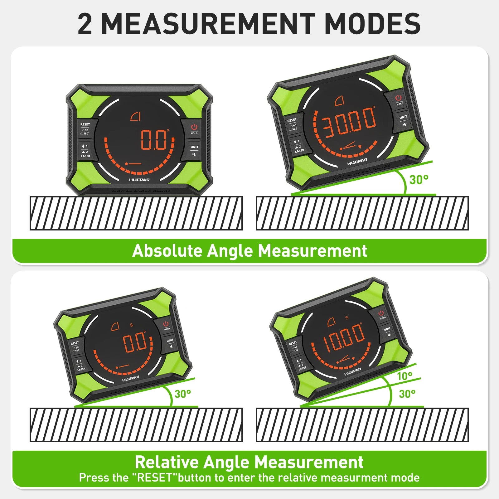 Niveau/Rapporteur d'angle numérique Huepar avec laser et écran LCD – inclinomètre magnétique compact