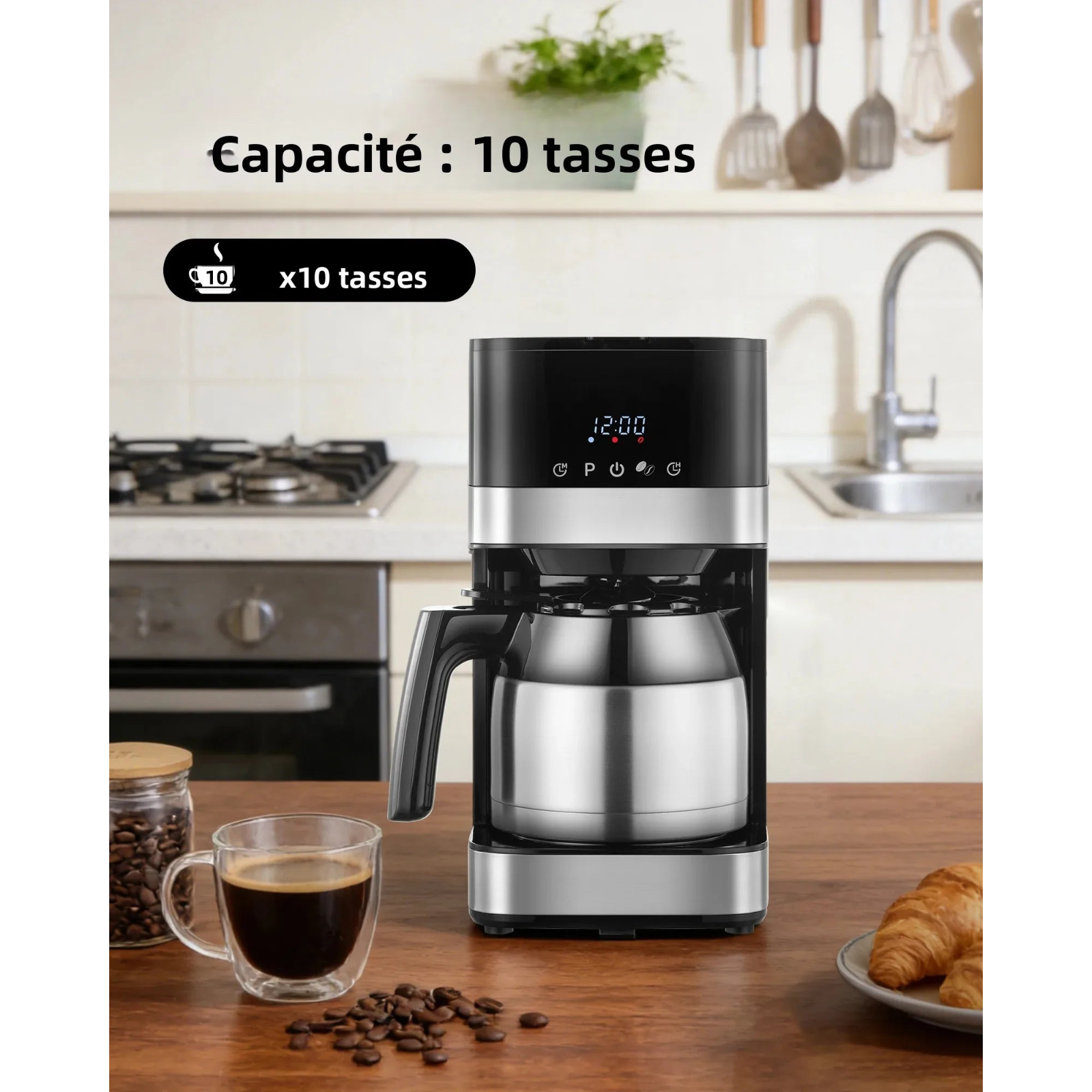Machine à café filtre avec carafe isotherme en acier inoxydable