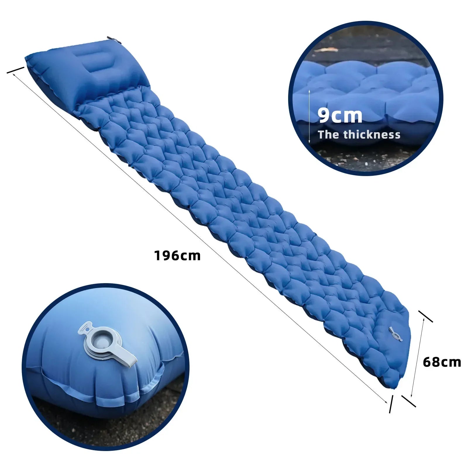 Matelas Gonflable Ultraléger avec Oreillers pour Camping, Matelas gonflable Polymères de Voyage, Coussin d'Air, Randonnée, Trekking
