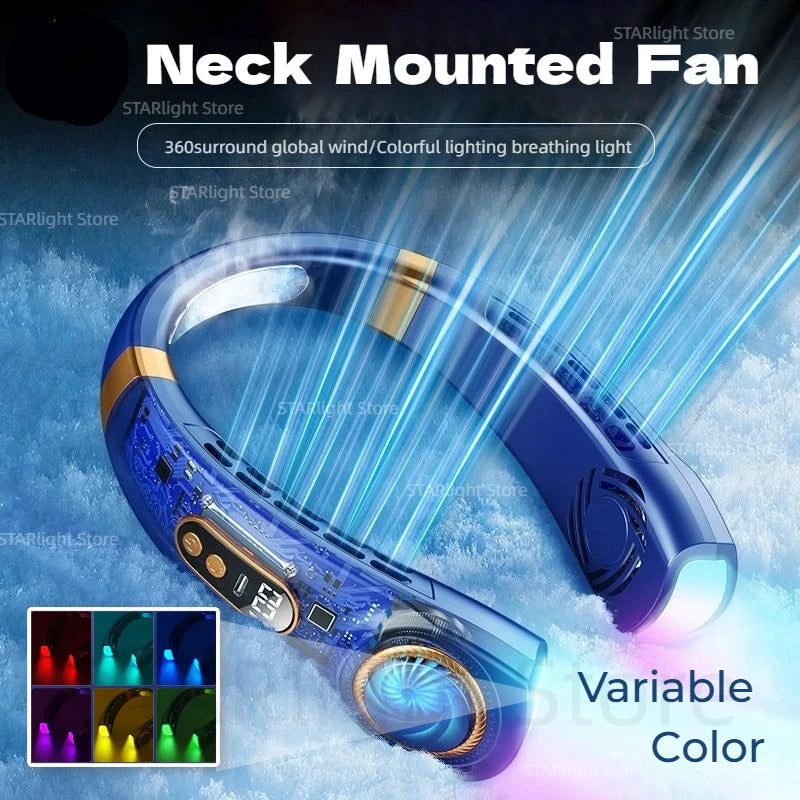 Ventilateur de cou portable Xiaomi, sans pales, affichage numérique, silencieux, rechargeable par USB