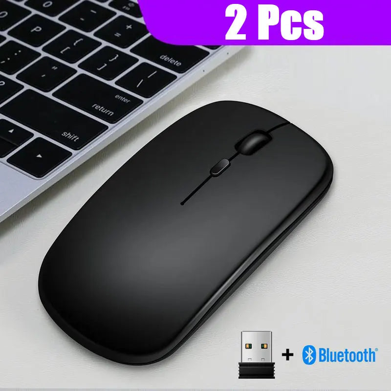 Souris sans fil 2,4 GHz + Bluetooth 5.0 pour tablette, ordinateur portable, souris sans fil ultra-fine, version à piles AAA