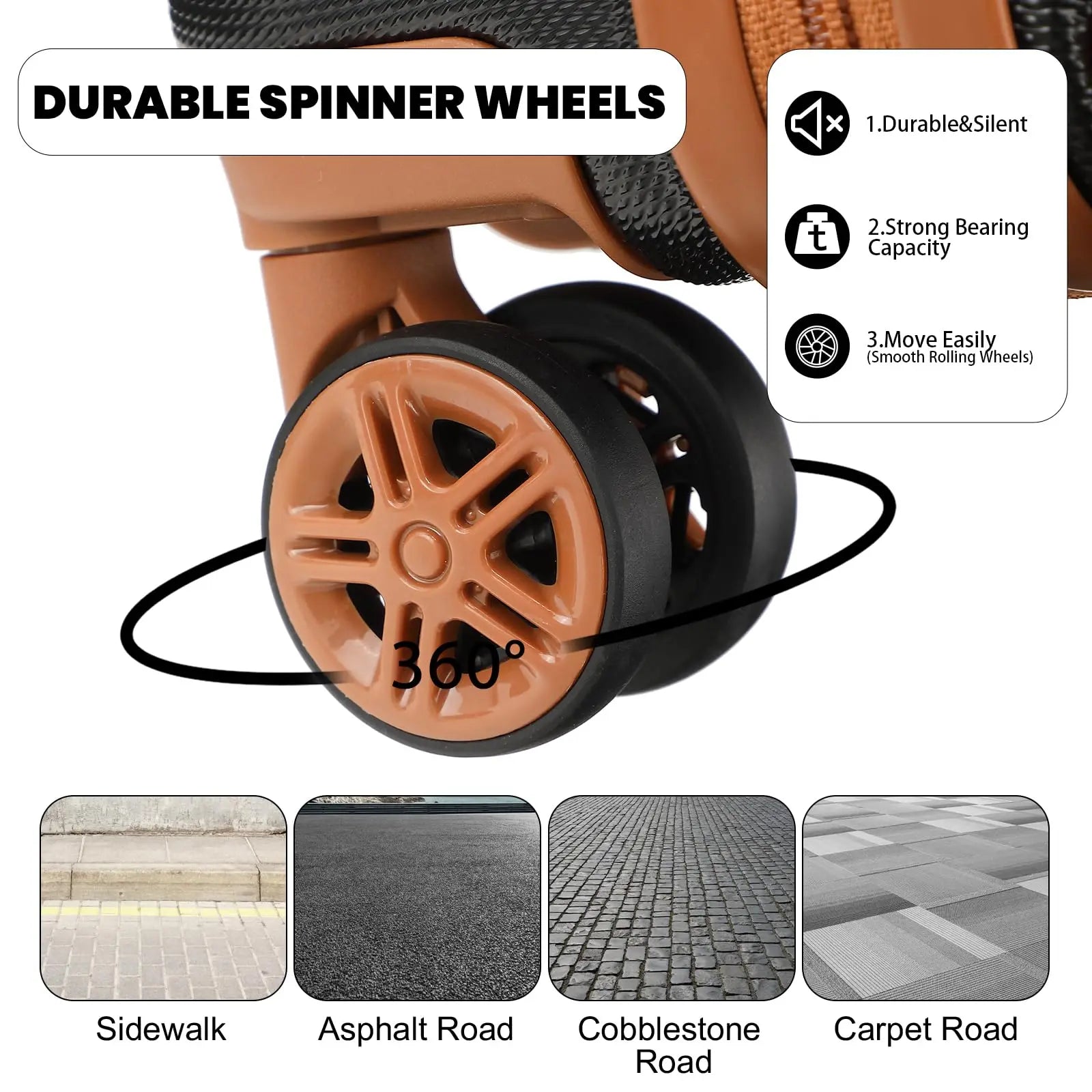 Mallette KONO 45x36x20 cm – Bagage à main cabine, coque rigide ABS, 4 rouleaux, serrure TSA