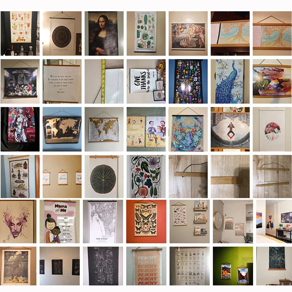 Cadre d'affiche magnétique en bois de pin, support de Photo suspendu pour images, impressions sur toile, affiche, défilement, support d'impression d'art