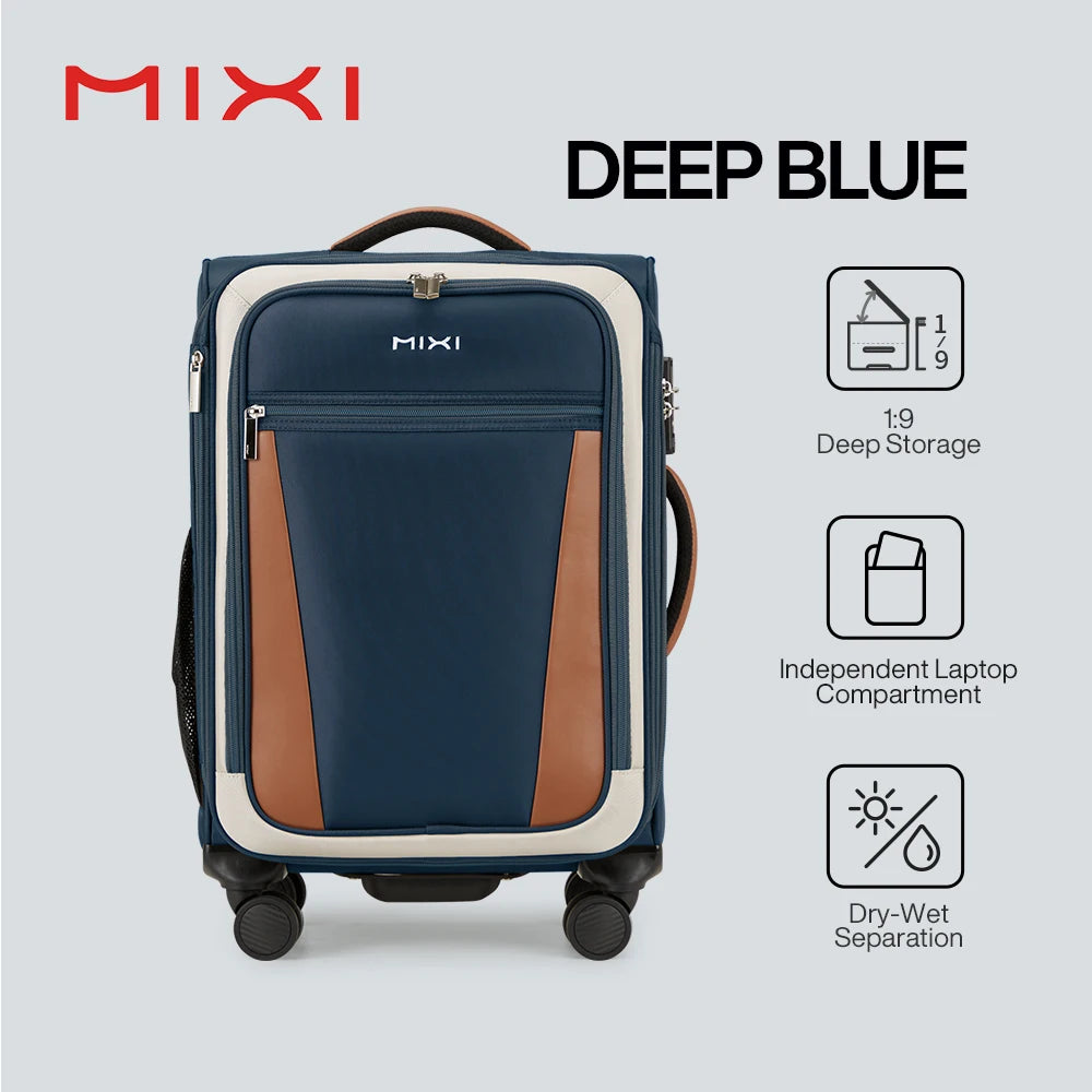 Valise Oxford pour voyage d’affaires Mixi – hommes et femmes, bagage à main, Spinner roues, 20 pouces