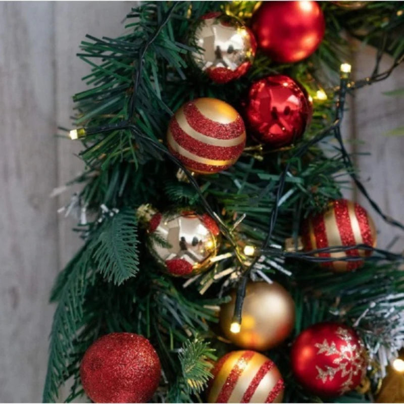 Boules de Noël rouges et dorées – Lot de 50 pièces, 4 cm, ornements peints pour sapin, décorations de fête et Nouvel An