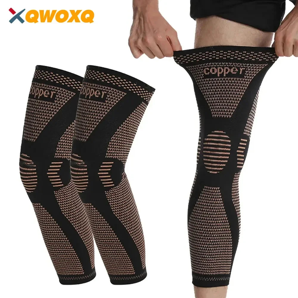 Manchon de compression pour jambe complète, genouillères en cuivre, support pour cuisse, genou, mollet