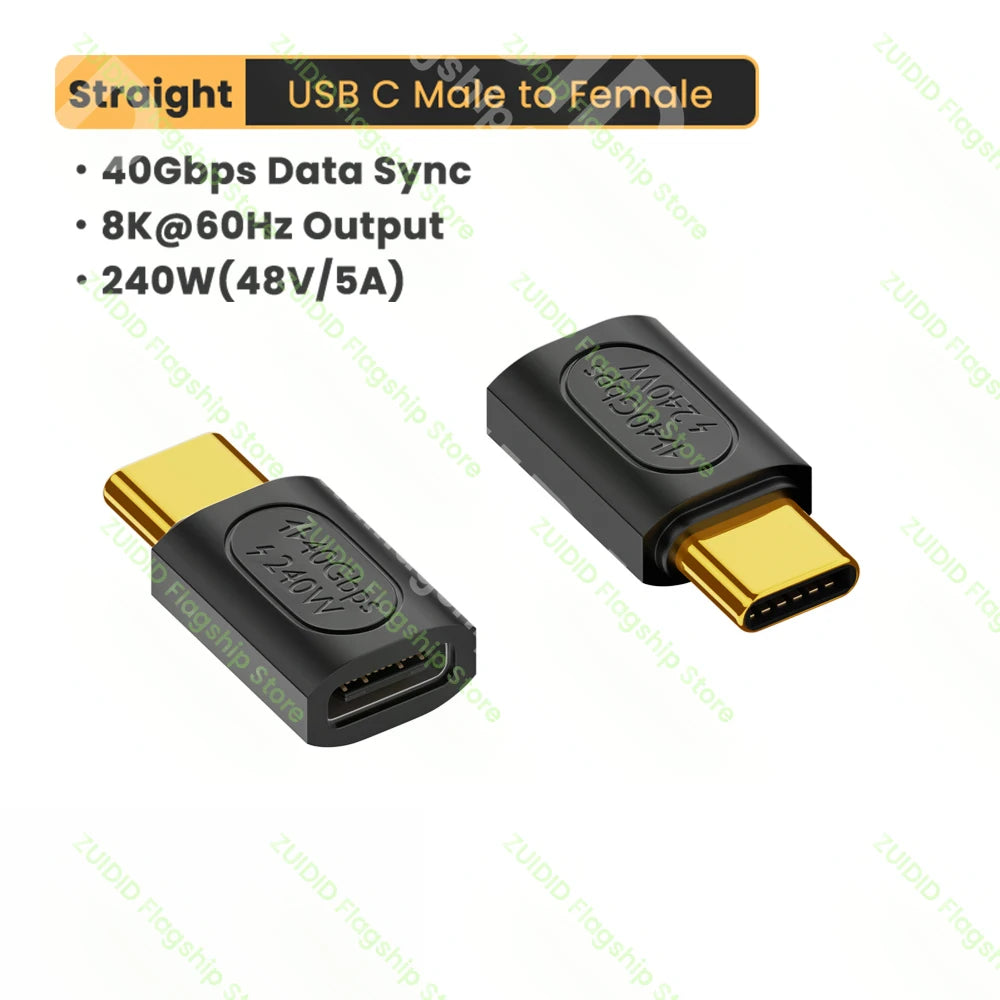 USB 4.0 40 Gbit/s PD240W USB-C auf USB-C Thunderbolt 3 Adapter 8K @ 60 Hz 48 V @ 5 A, Schnellladekonverter, OTG-Datenadapter für MacBook