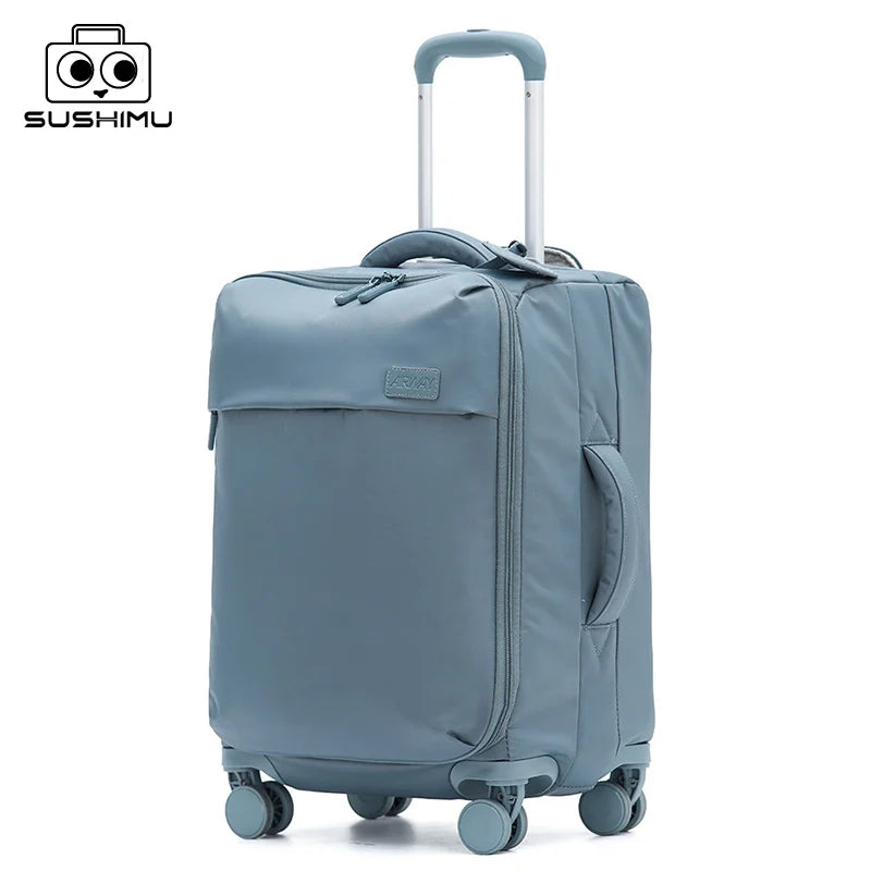 Valise à roulettes Oxford Grill en tissu SUSHIMU – bagage souple avec serrure, 20, 24 et 26 pouces