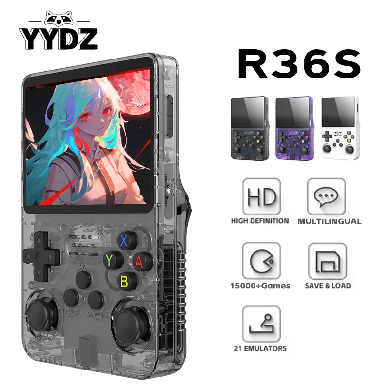 R36S Retro Video Game Console Linux System 3.5 Inch IPS Screen Handheld Video Player 64GB