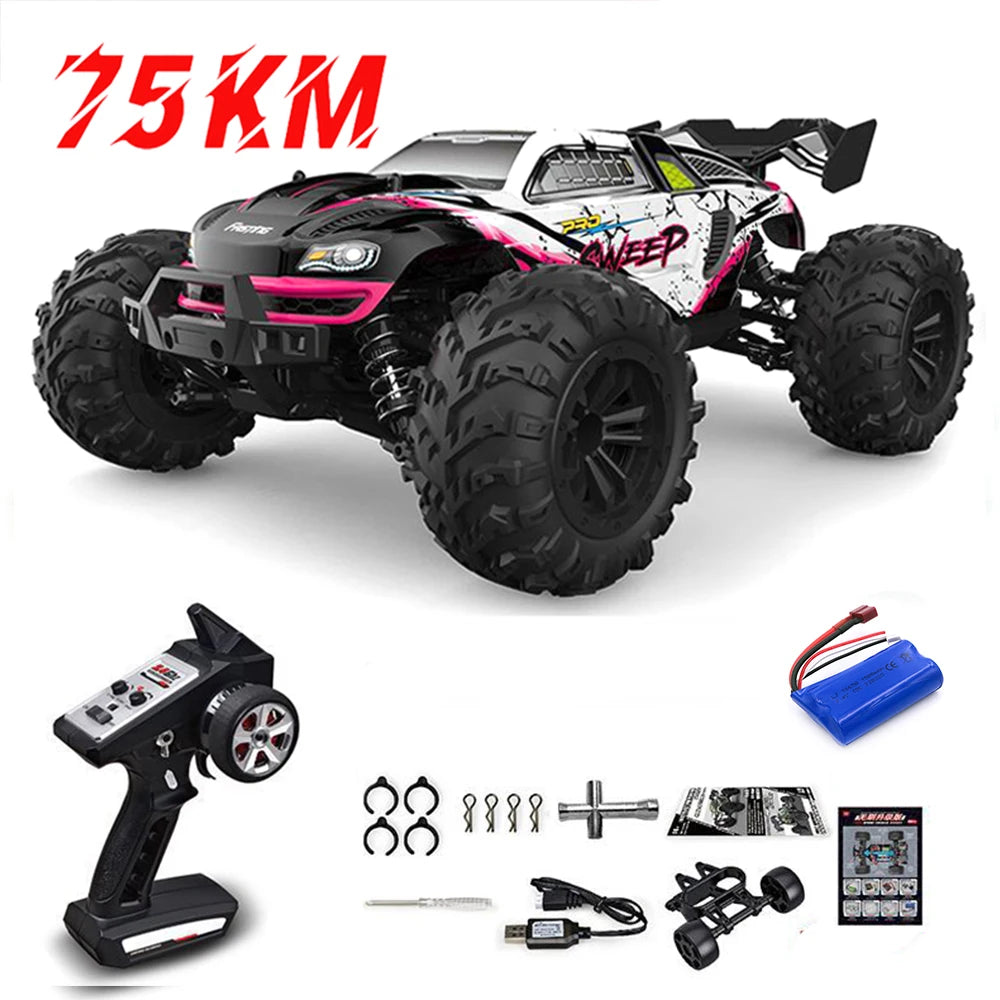 Voiture VersiRC avec Télécommande LED pour Enfants, 1:16, 75 KM/H ou 50 KM/H, Voitures Monster Truck à Dérive à Grande Vitesse, Jouets Vs Wltoys 144001
