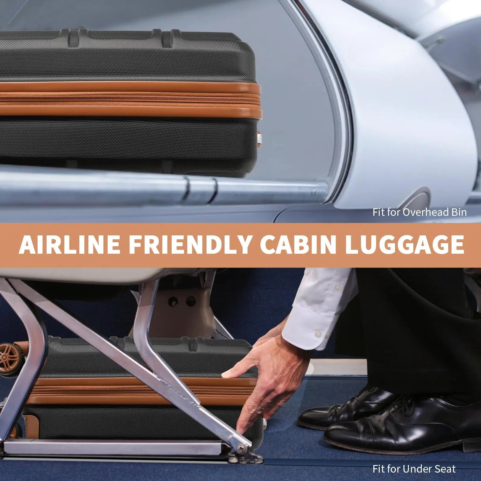 Mallette KONO 45x36x20 cm – Bagage à main cabine, coque rigide ABS, 4 rouleaux, serrure TSA