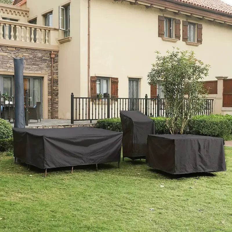 Housses de meubles de patio – Protection imperméable, anti-poussière et anti-UV pour table et chaises de jardin (tissu Oxford 210D)