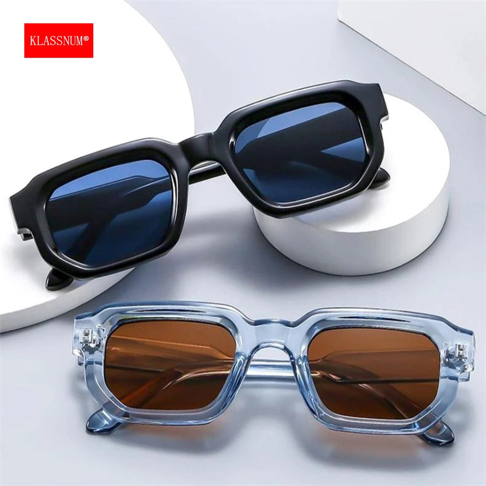 Lunettes de soleil vintage à monture rectangulaire pour hommes et femmes, lunettes de soleil rétro à la mode, design de marque de luxe, nuances UV400