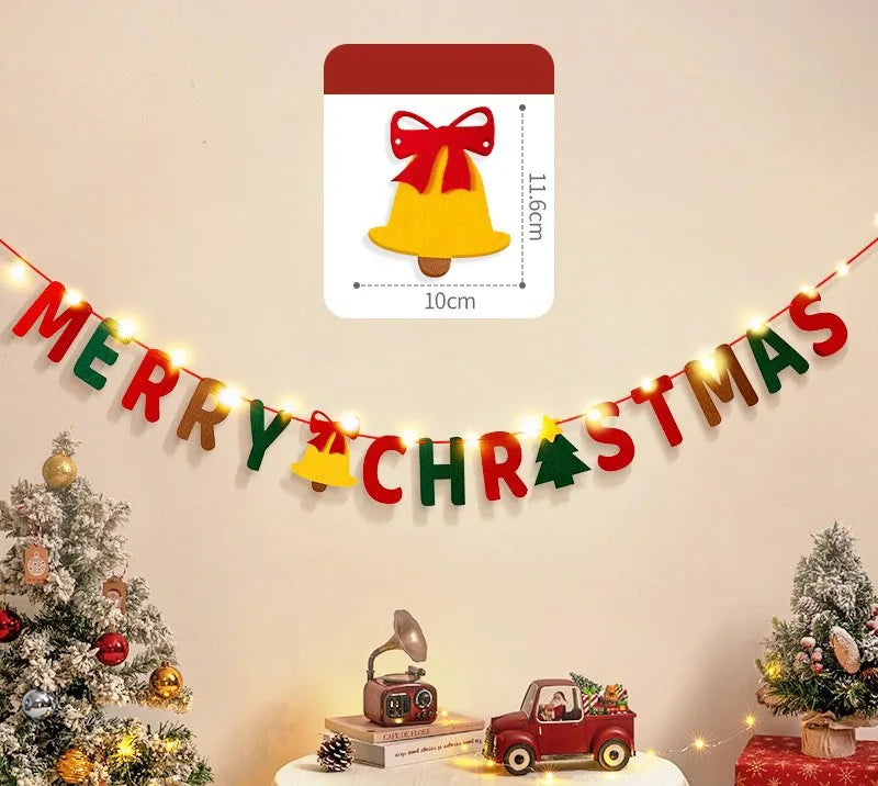 Bannière de Noël et Guirlande LED DIY, Décoration Fête et Maison, Ornements Joyeux Noël
