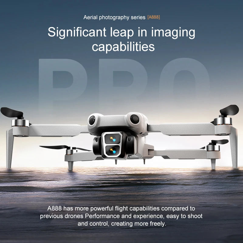 Drone A888 Pro 4K HD Aerial Photography Dual Camera Brushless Optical Flow Foldable RC Quadcopter