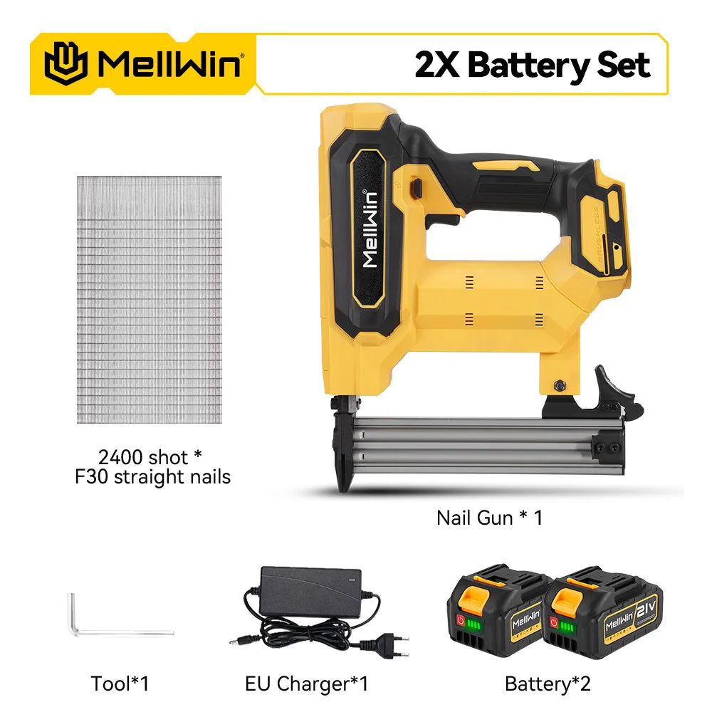 MELLWIN pistolet à ongles électrique sans fil 2 Mode agrafeuse sans fil travail du bois encadrement agrafeuse pistolet outils F30 pour Makita 18V batterie broche
