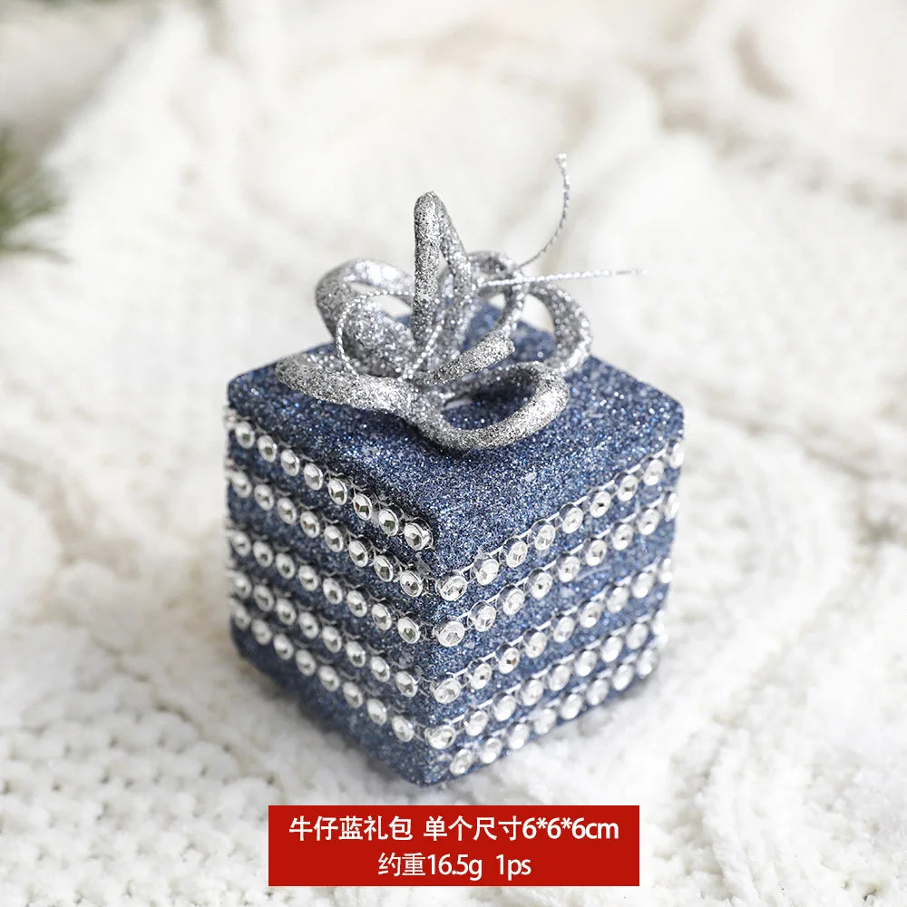 Décorations de Noël en mousse bleu, boules à suspendre, 8 pièces par ensemble