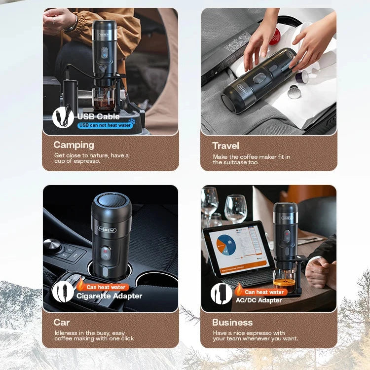 Machine à café portable HiBREW pour voiture et maison, cafetière expresso DC 12V, compatible avec une variété de capsules de café, poudre de café H4A