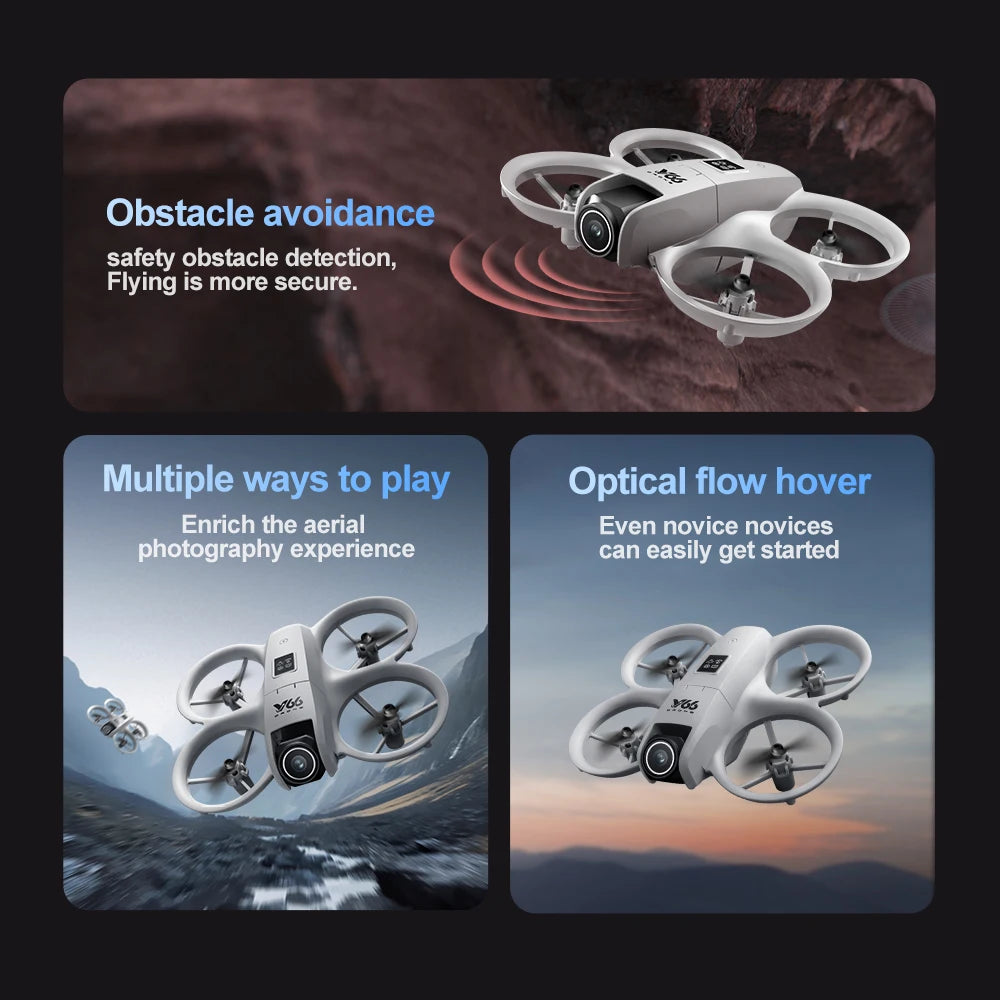 Drone FPV Xiaomi V66 8K professionnel avec double caméra, WiFi FPV, RC, évitement d'obstacles intelligent, quadcopter pliable